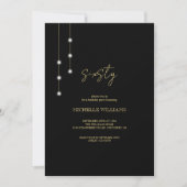 Moderne Script Black And Gold Feest Kaart (Voorkant)