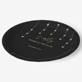 Moderne Script Black And Gold Feest Papieren Bordje (Gekanteld)