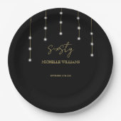 Moderne Script Black And Gold Feest Papieren Bordje (Voorkant)