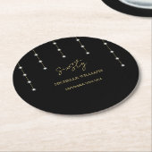 Moderne Script Black And Gold Feest Ronde Kartonnen Onderzetter (Gebogen)