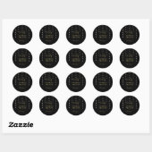 Moderne Script Black And Gold Feest Ronde Sticker (Vel)