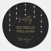 Moderne Script Black And Gold Feest Ronde Sticker (Voorkant)