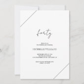 Moderne Script Black And White Feest Kaart (Voorkant)