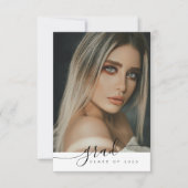 Moderne Script Black and White Graduparty Kaart (Voorkant)