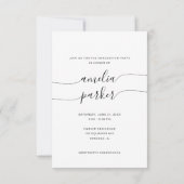 Moderne Script Black and White Graduparty Kaart (Achterkant)