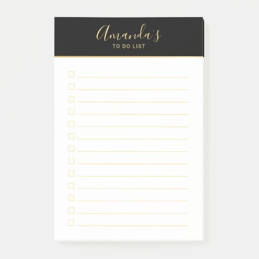 Moderne Script Black en Gold om lijst uit te voere Post-it® Notes (Voorkant)