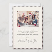 Moderne Script Black Gingham Arch 2 Foto Kerstmis Feestdagenkaart (Achterkant)