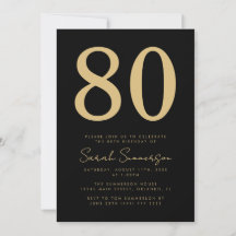 Moderne Script Black Gold Tachtigste 80e Verjaarda