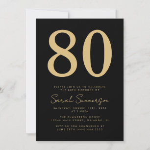 Moderne Script Black Gold Tachtigste 80e Verjaarda Kaart