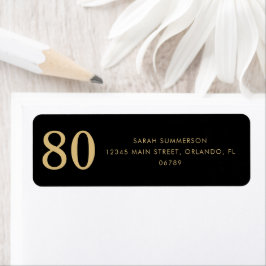 Moderne Script Black Gold Tachtigste 80ste Verjaar Etiket