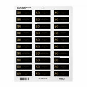 Moderne Script Black Gold Tachtigste 80ste Verjaar Etiket (Full Sheet)