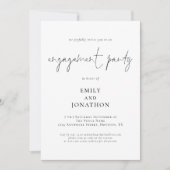 Moderne Script Black White Engagement Party Kaart (Voorkant)