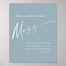 Moderne Script Blauwe Baby Shower Poster