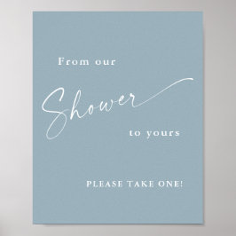 Moderne Script Blauwe Baby Shower Poster