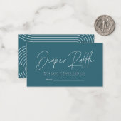 Moderne script blauwgroen blauw baby shower diaper notitiekaartje (Voorkant / Achterkant in situ)