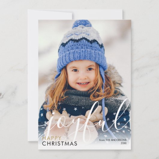 Moderne script blij met Happy Kerstfoto Chic Feestdagenkaart (Voorkant)