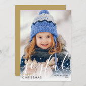Moderne script blij met Happy Kerstfoto Chic Feestdagenkaart (Voorkant / Achterkant)
