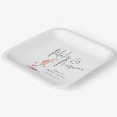 Moderne Script Bloemblaadjes en Prosecco Bruidsfee Papieren Bordje (Gebogen)