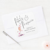 Moderne Script Bloemblaadjes Prosecco Bruiloft Dan Vierkante Sticker (Envelop)