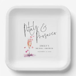 Moderne Script Bloemen en Prosecco Bruiloftsfeest Papieren Bordje