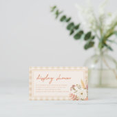 Moderne Script Bloemengingham Herfst Showershowerv Informatiekaartje (Staand voorkant)