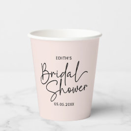 Moderne Script Blush Handgeschreven Bruidsdouche Papieren Bekers