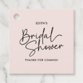 Moderne Script Blush Handgeschreven Bruiloftsborre Bedankjes Labels (Voorkant)