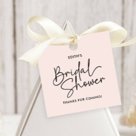 Moderne Script Blush Handgeschreven Bruiloftsborre Bedankjes Labels