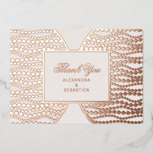 Moderne Script Blush Parel Bedankkaart Roze Goud Folie Uitnodiging