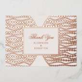 Moderne Script Blush Parel Bedankkaart Roze Goud Folie Uitnodiging (Voorkant)