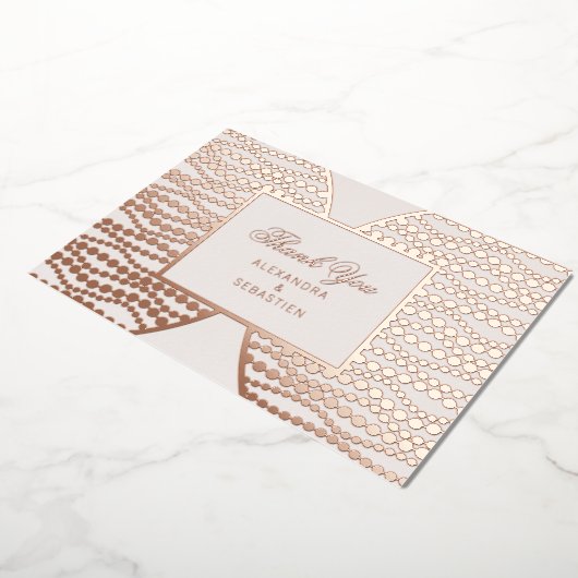 Moderne Script Blush Parel Bedankkaart Roze Goud Folie Uitnodiging (Gedraaid)