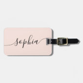 Moderne Script Blush Pink Bagagelabel (Voorkant horizontaal)