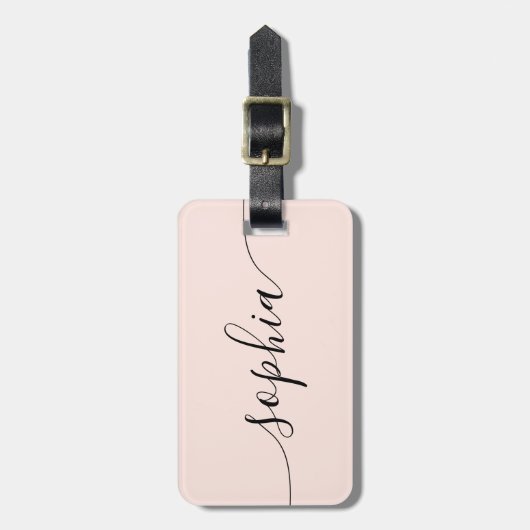 Moderne Script Blush Pink Bagagelabel (Voorkant verticaal)