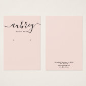 Moderne Script Blush Pink Earring Display Visitekaartje (Voorkant /achterkant)