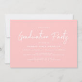 Moderne Script Blush Pink Photo Graduparty Kaart (Achterkant)