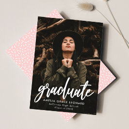 Moderne Script Blush Roze Foto Afstuderen Aankondiging