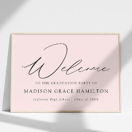 Moderne Script Blush roze welkome GraduPartij Poster