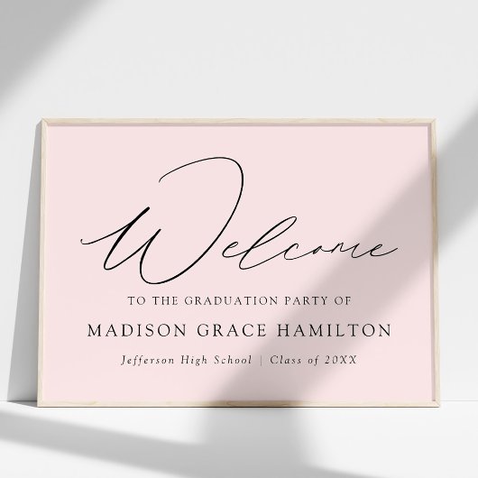 Moderne Script Blush roze welkome GraduPartij Poster