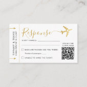 Moderne Script Boardingpas Ticket Mini QR RSVP Informatiekaartje (Voorkant)