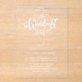 Moderne Script Boho Acryl Trouwuitnodiging Uitnodigingen (Voorkant)