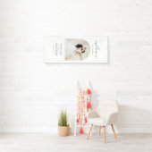 Moderne Script Boog Foto Bruiloft Welkom Bord Spandoek (Insitu)