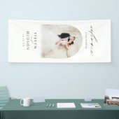 Moderne Script Boog Foto Bruiloft Welkom Bord Spandoek (Beurs)