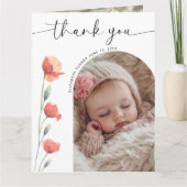 Moderne script boog frame bloemig bedankkaart (Voorkant)