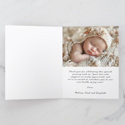 Moderne script boog frame bloemig bedankkaart