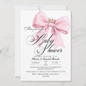 Moderne Script Boog Roze Baby Shower Kaart (Voorkant)