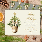 Moderne Script Boog Waterverf Kerstboom Gelukkig Feestdagenkaart