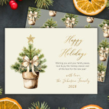 Moderne Script Boog Waterverf Kerstboom Gelukkig