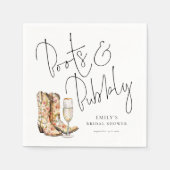 Moderne Script Boots en Bruisende Bruiloftsdouche Servet (Voorkant)