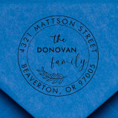 Moderne Script Botanische Familie Retouradres Rubberstempel