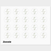 Moderne Script Botanische Groene Huwelijk Ronde Sticker (Vel)